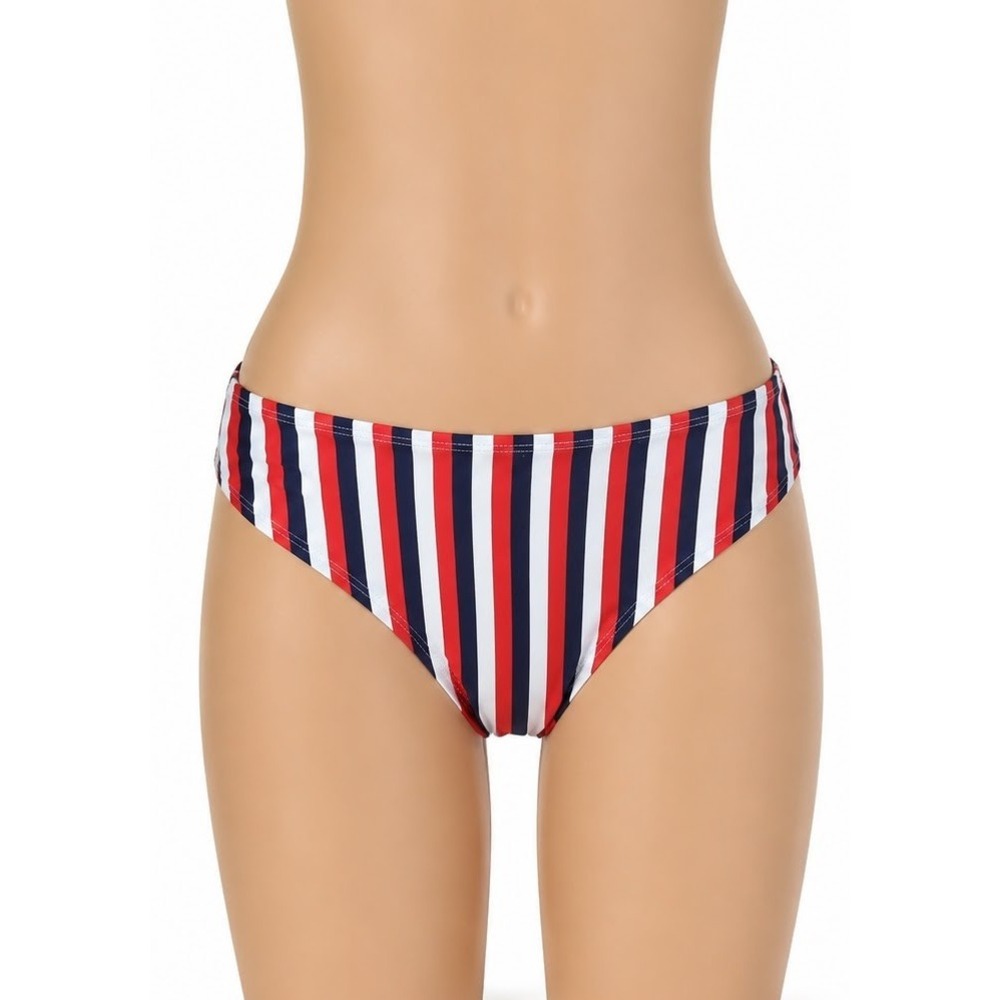 Andie Swim Classic Bikini Bottom Americana Stripe Red White Blue Est L Resort